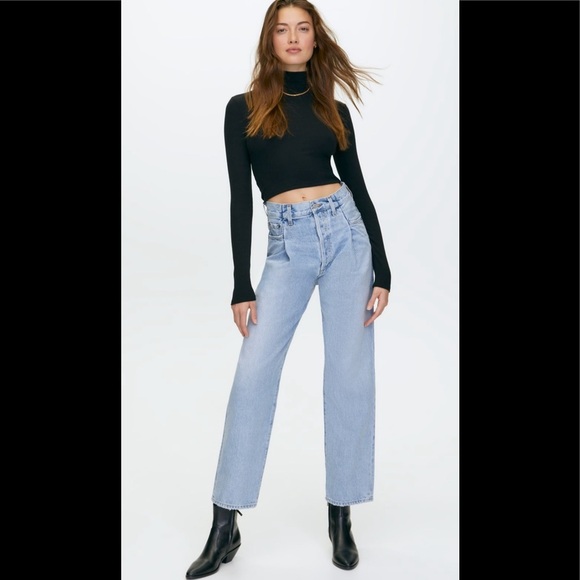 NWT AGolde Fold Waistband Jeans Size 26 - Picture 1 of 15